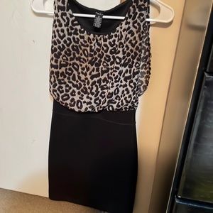 Cheeta/ black  court room dress